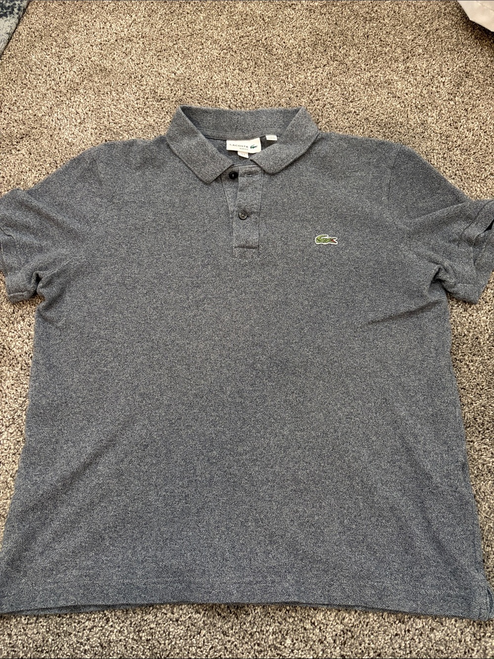 Lacoste Men's Heather Gray Pique Slim Fit Polo with Crocodile Logo